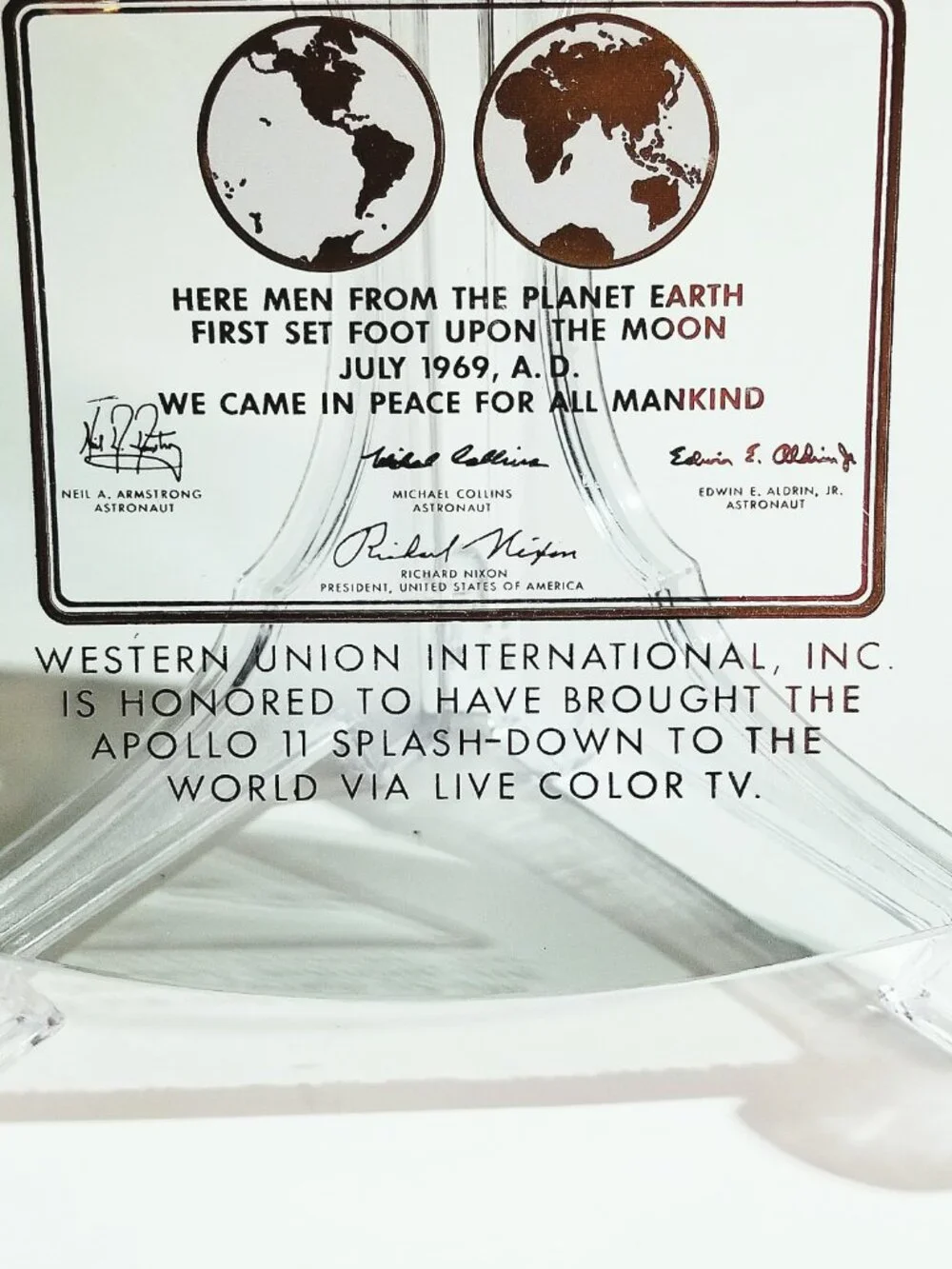 Vintage Apollo 11 Moon Landing Western Union Commemorative Dish 1969 NASA